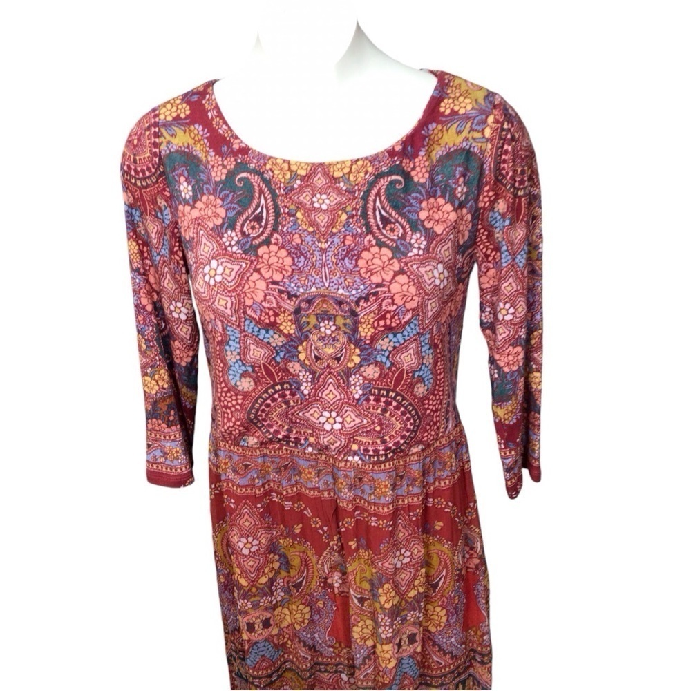 Soft Surroundings Dress Womens Large Red Niran Chiffon Floral Paisley Maxi - Picture 6 of 8